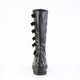 4 3/4" Wedge Pf Str Knee High Boot, Inside Zip Pleaser Demonia STOMP/223