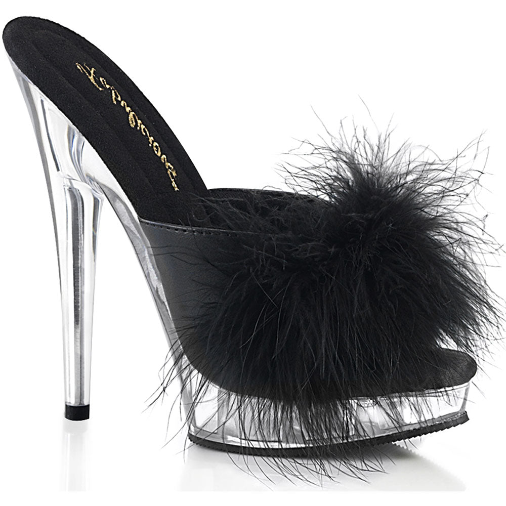 6" Heel, 1" Pf Marabou Slipper Pleaser Fabulicious SULTRY/601F