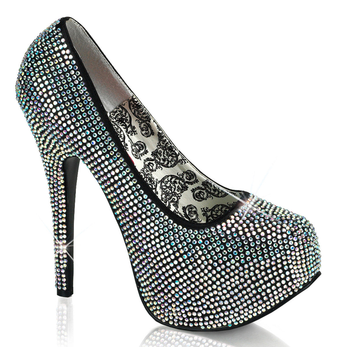 Sexy Hidden Platform Rhinestone Stiletto Pumps High Heels Shoes Pleaser Bordello TEEZE/06R