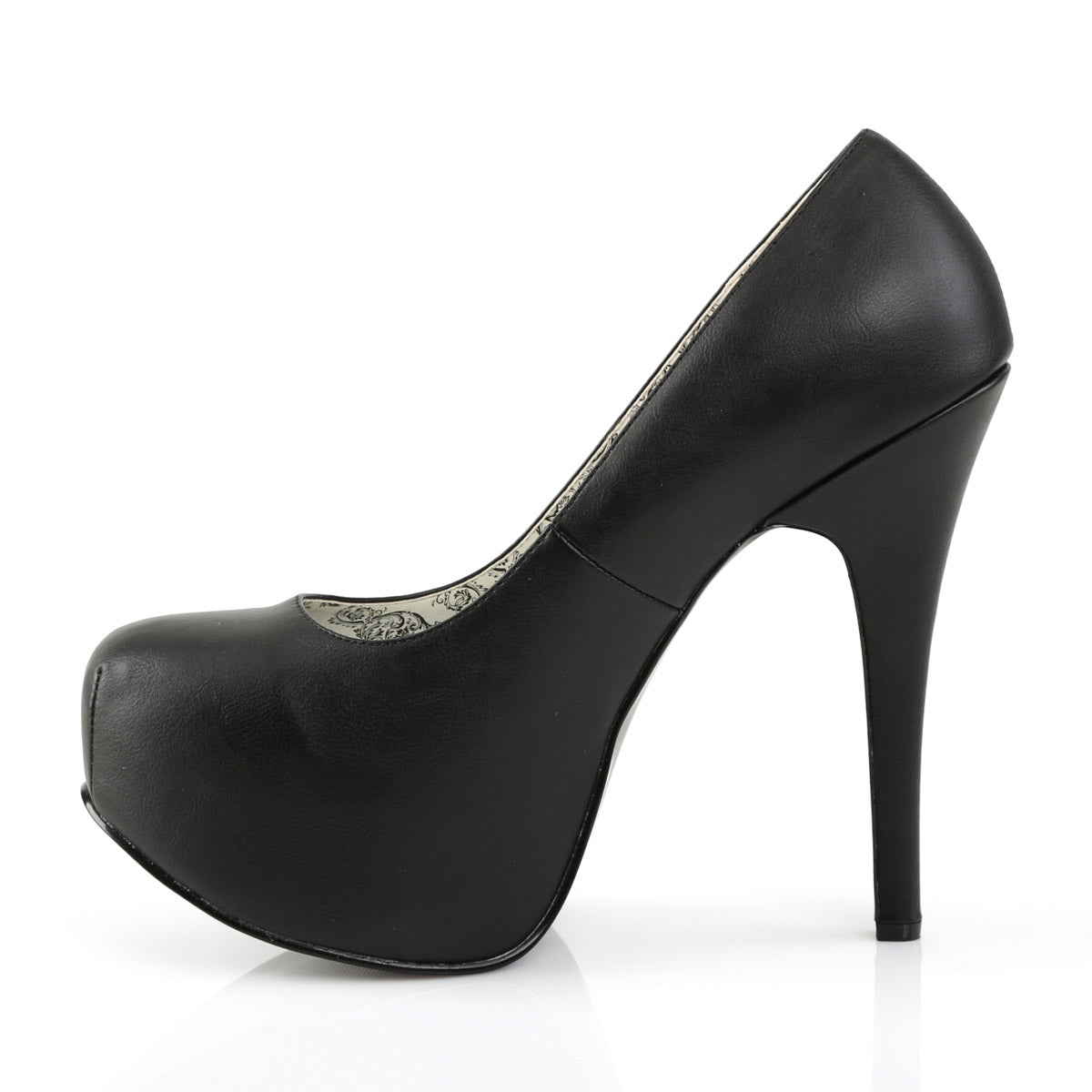 5 3/4" Heel, 1 3/4" PF Pump W/Concealed Platform Blk Faux Leather Pleaser Pink Label TEEZE/06W