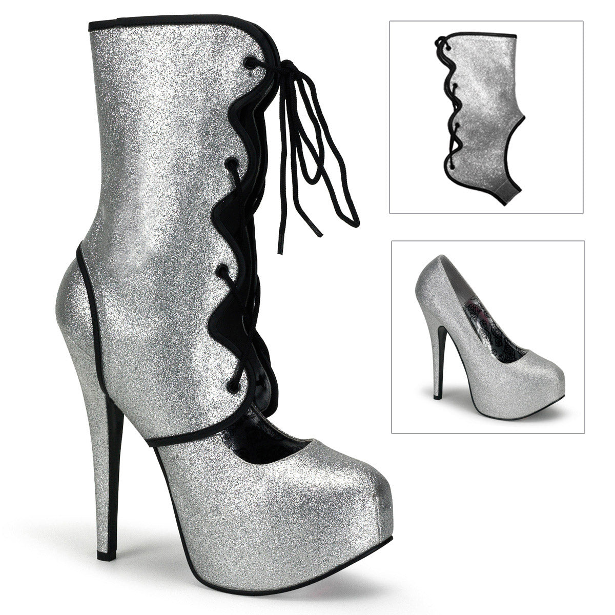 Sexy Platform Stiletto Ankle Length Glitter Pumps High Heels Shoes Pleaser Bordello TEEZE/31G