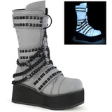 3" Pf 3 Hook And Loop Strap Mid-Calf Boot, Back Zip Pleaser Demonia TRASHVILLE/138