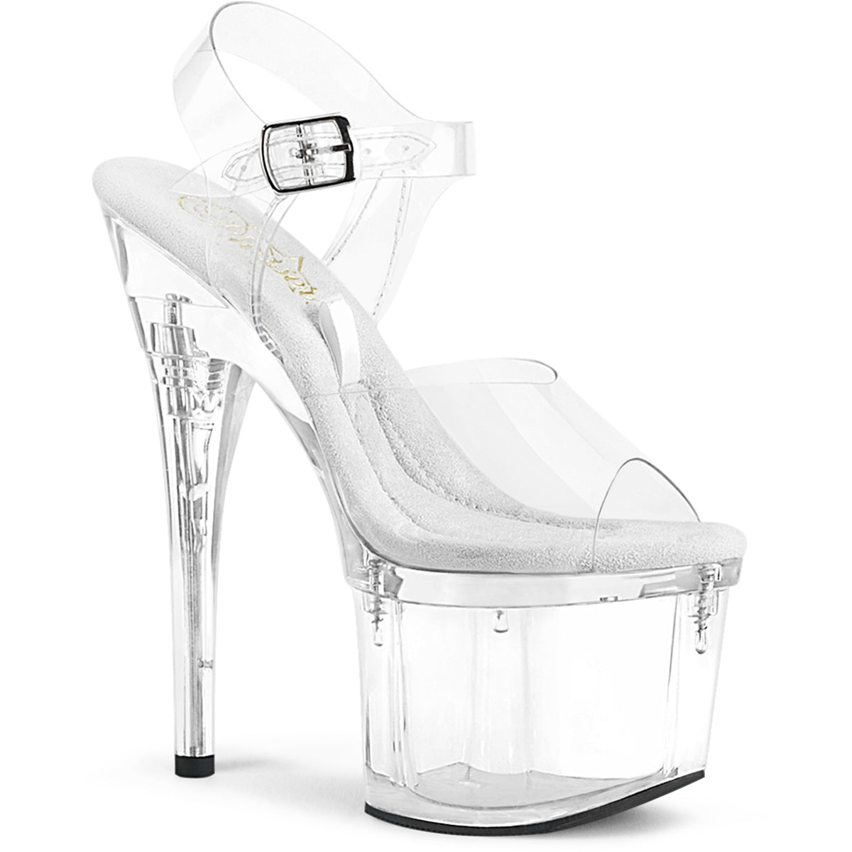 7" Heel, 3 1/4" Pf Ankle Strap Sandal W/Accessible Compt Pleaser Pleaser TREASURE/708EST