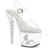 7" Unicorn Heel, 3 1/4" Pf Ankle Strap Sandal W/Rs Trucker G Pleaser Pleaser UNICORN/708TGRS