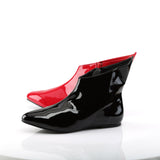 Pointed Toe Dual Colored Flat Villain Ankle Boot Blk-Red Pat Pleaser Funtasma VAIL/152HQ