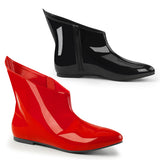 Pointed Toe Dual Colored Flat Villain Ankle Boot Blk-Red Pat Pleaser Funtasma VAIL/152HQ