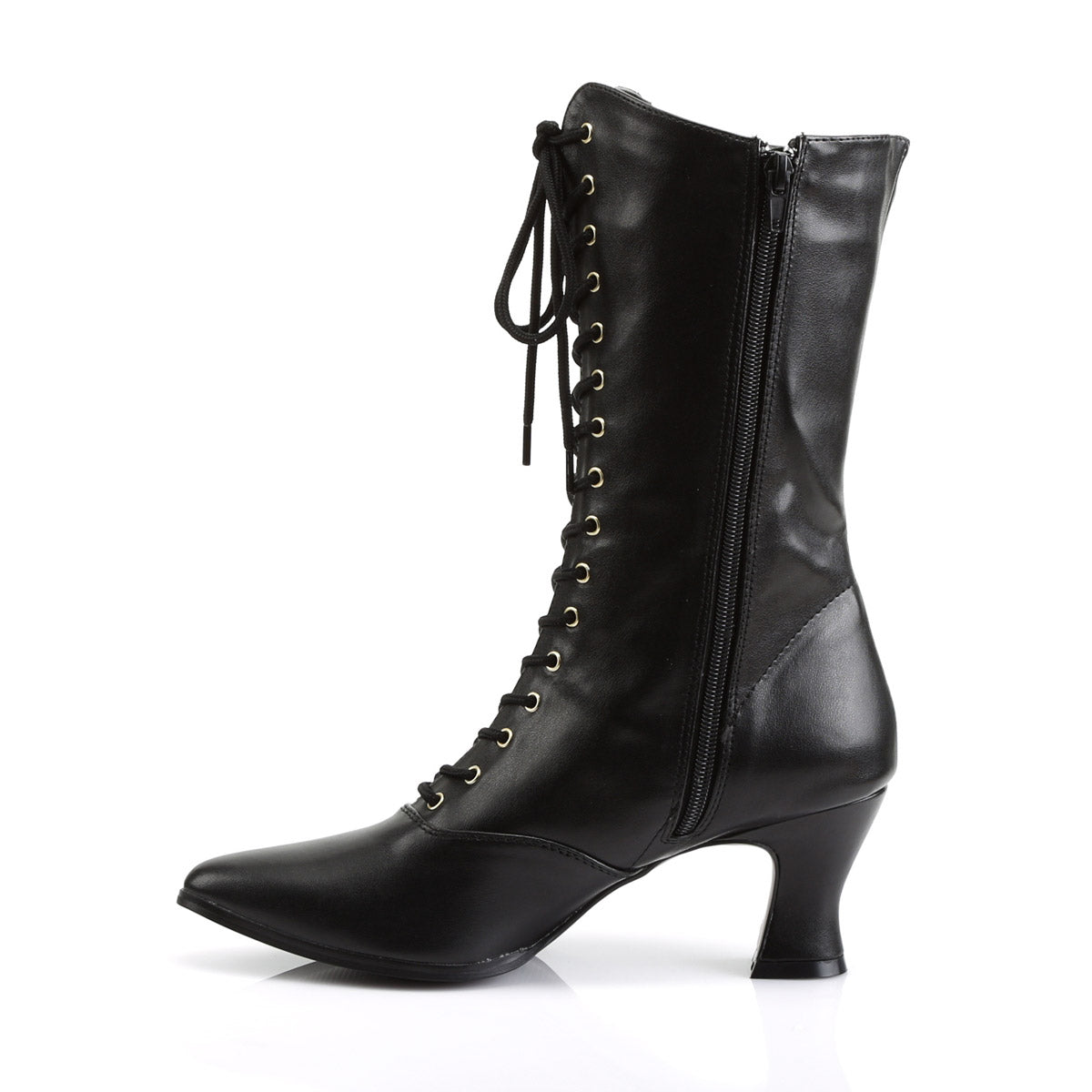Sexy Pointed Toe Lace Up Mid Calf Booties Kitten Heel Boots Shoes Pleaser Funtasma VICTORIAN/120