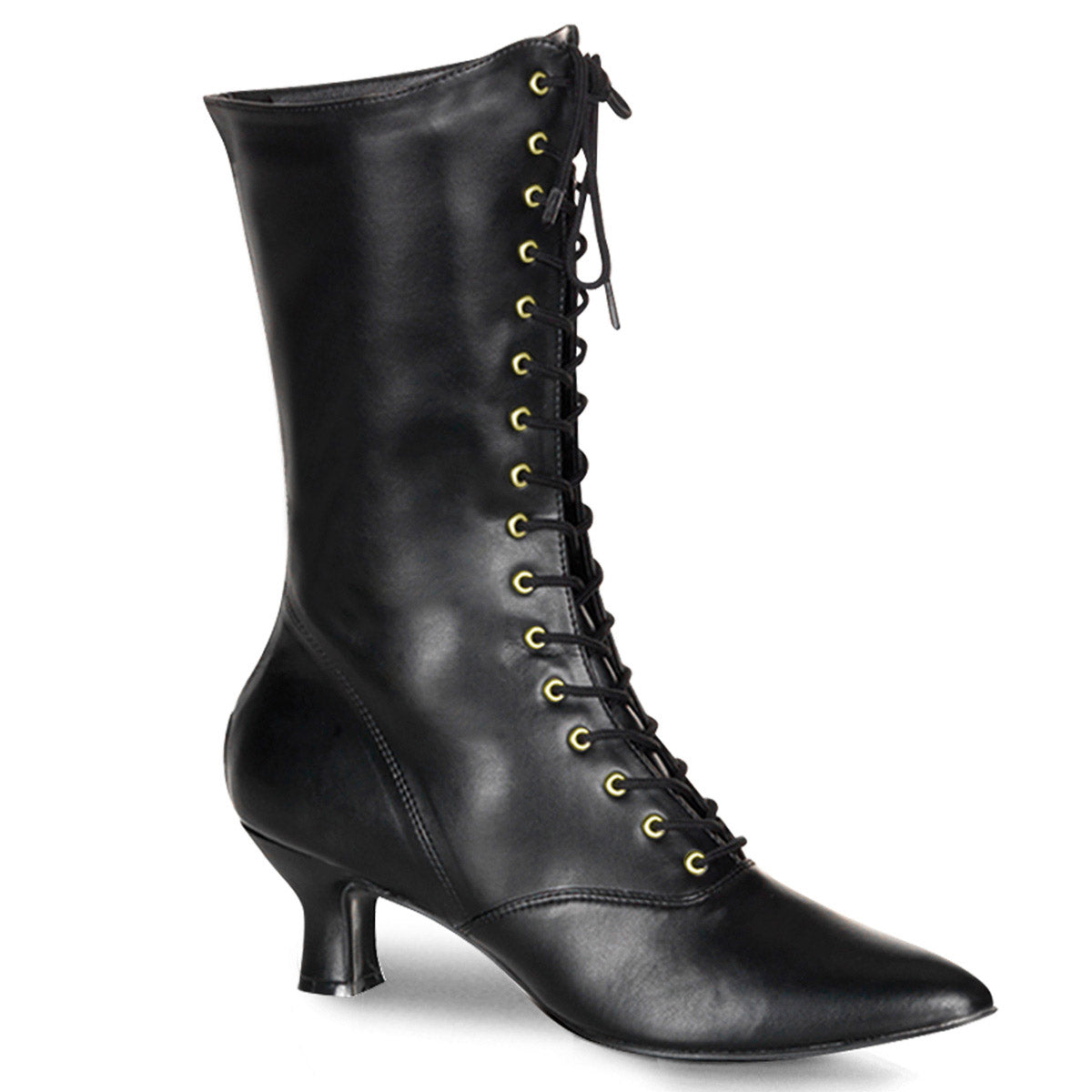 Sexy Pointed Toe Lace Up Mid Calf Booties Kitten Heel Boots Shoes Pleaser Funtasma VICTORIAN/120