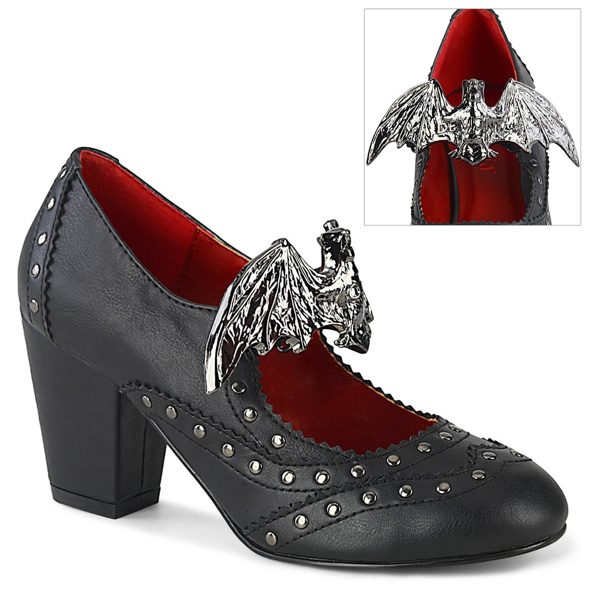 3" Block Heel Round Toe Wingtip Maryjane Pleaser Demonia VIVIKA/32