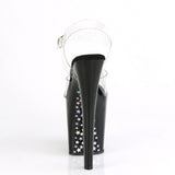 8" Heel, 4" PF Ankle Strap Sandal w/Contrast Holo Stars Pleaser Pleaser XTREME/808CHS