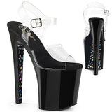 8" Heel, 4" PF Ankle Strap Sandal w/Contrast Holo Stars Pleaser Pleaser XTREME/808CHS