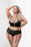 Two Piece Lace And Mesh Long Line Bra And Panty Set Seven til Midnight  11065X