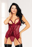 Two Piece Chemise Set.  Floral Lace And Net Chemise And G-string Seven til Midnight  11117P