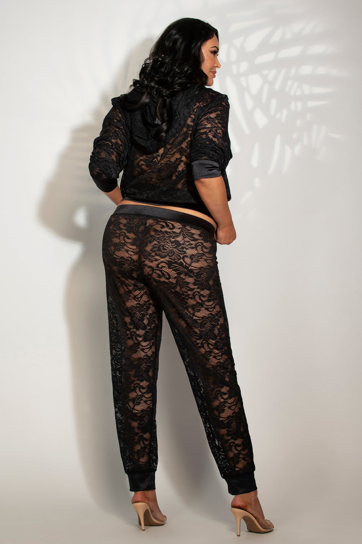 Lace And Satin Trim Hoodie And Jogger Set Seven til Midnight  11250X