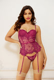 Two Piece Eyelash Lace Bustier And Panty Set Seven til Midnight  11318