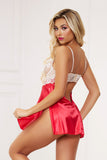 Two Piece Lace And Satin Babydoll With G-String Set Seven til Midnight  11468