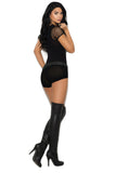 Short sleeve opaque and fence net romper. Elegant Moments  1342