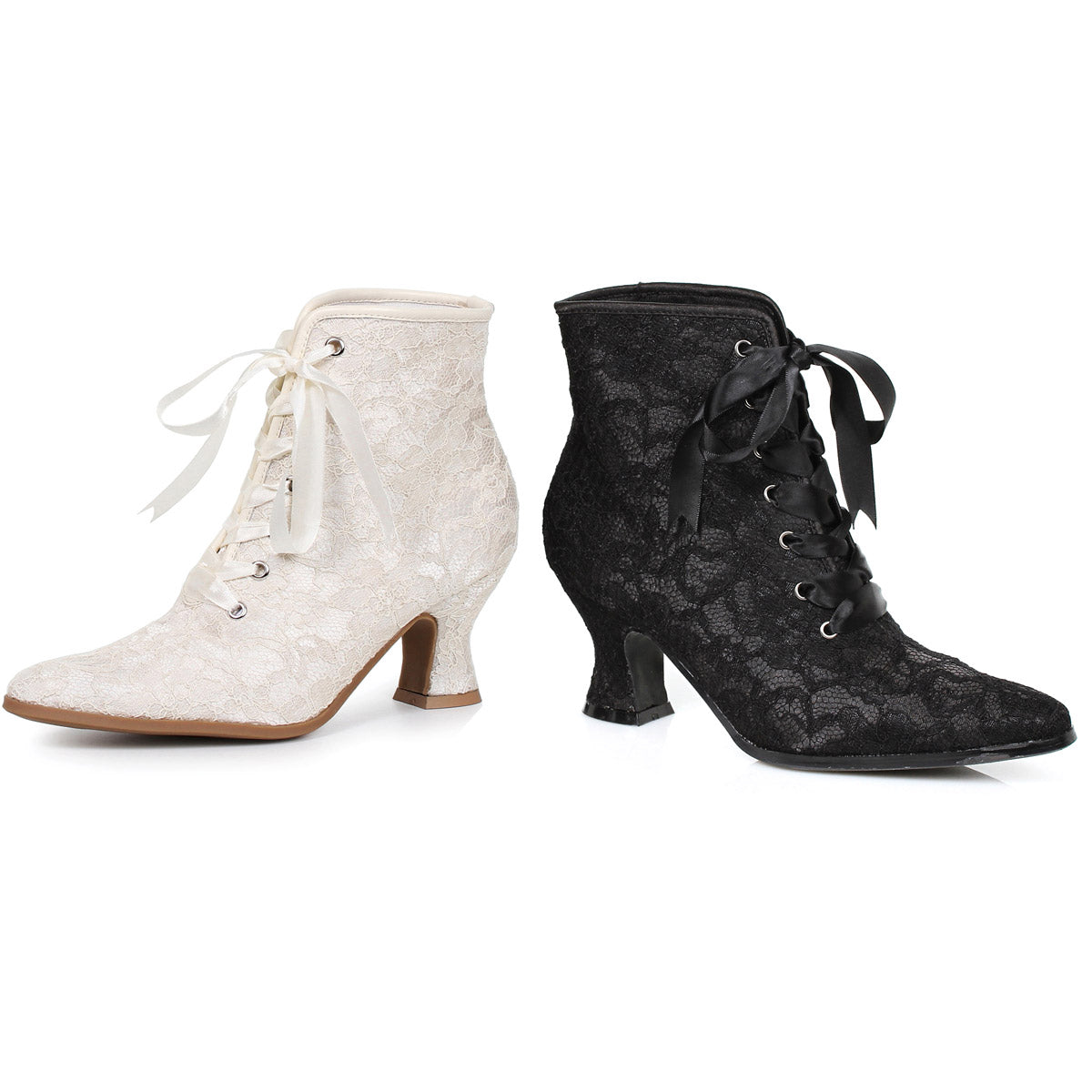 White 25" Heel Boot With Lace Shoes Boots Ellie Halloween Sexy Ellie  253/ELIZABETH/WHT