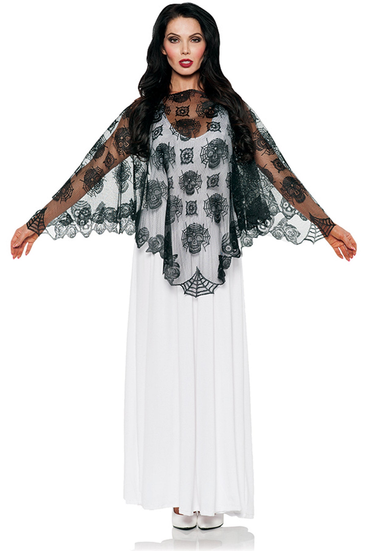 Day Of The Dead Lace Poncho Underwraps  29742