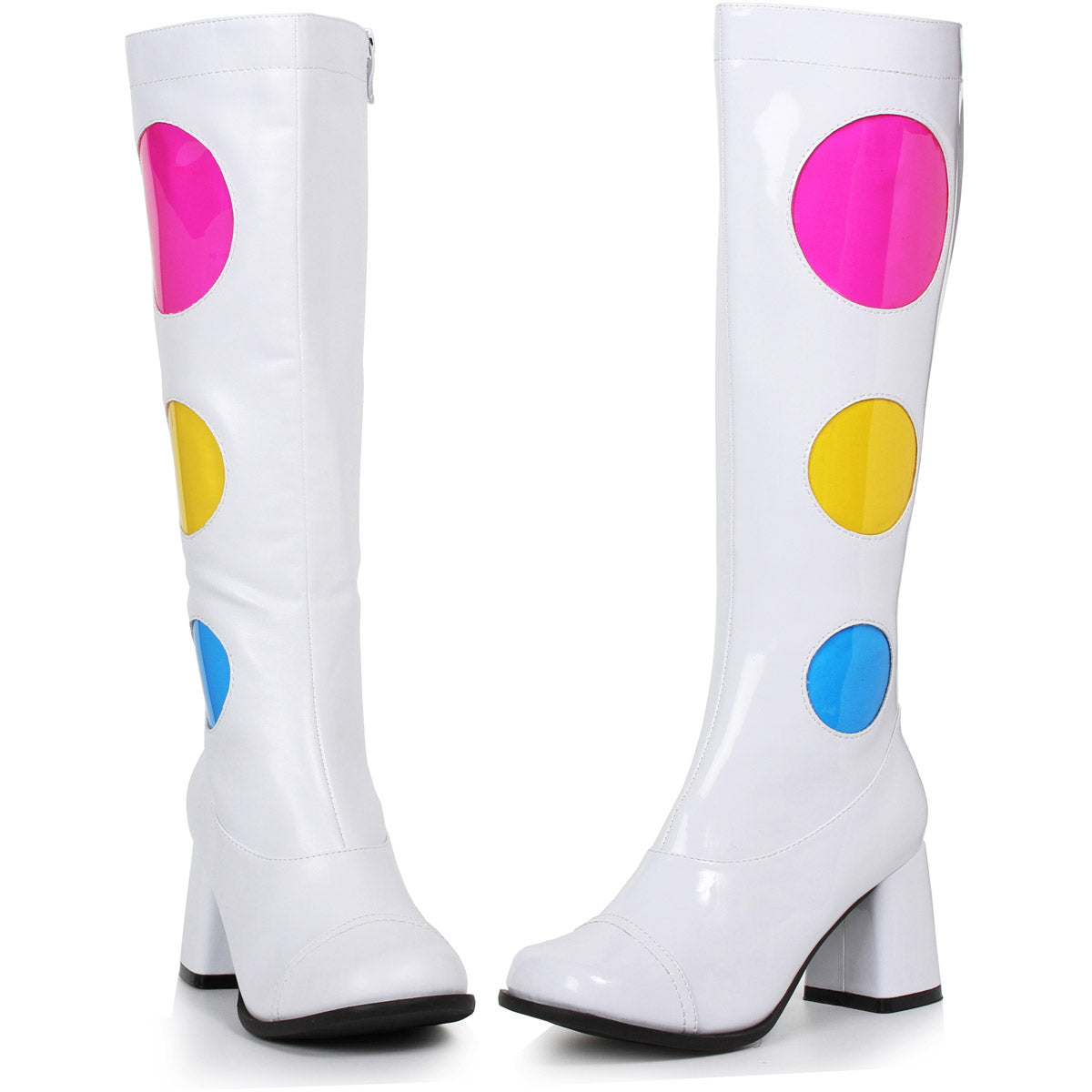 White 3" Knee High Boot With Zipper Womens Shoes Boots Ellie Sexy Ellie  300/DOTTY
