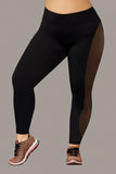 Hot Sport Jersey Legging Mesh Side Panel Leggings Hosiery Adult Women Plus Size Seven til Midnight  30146X