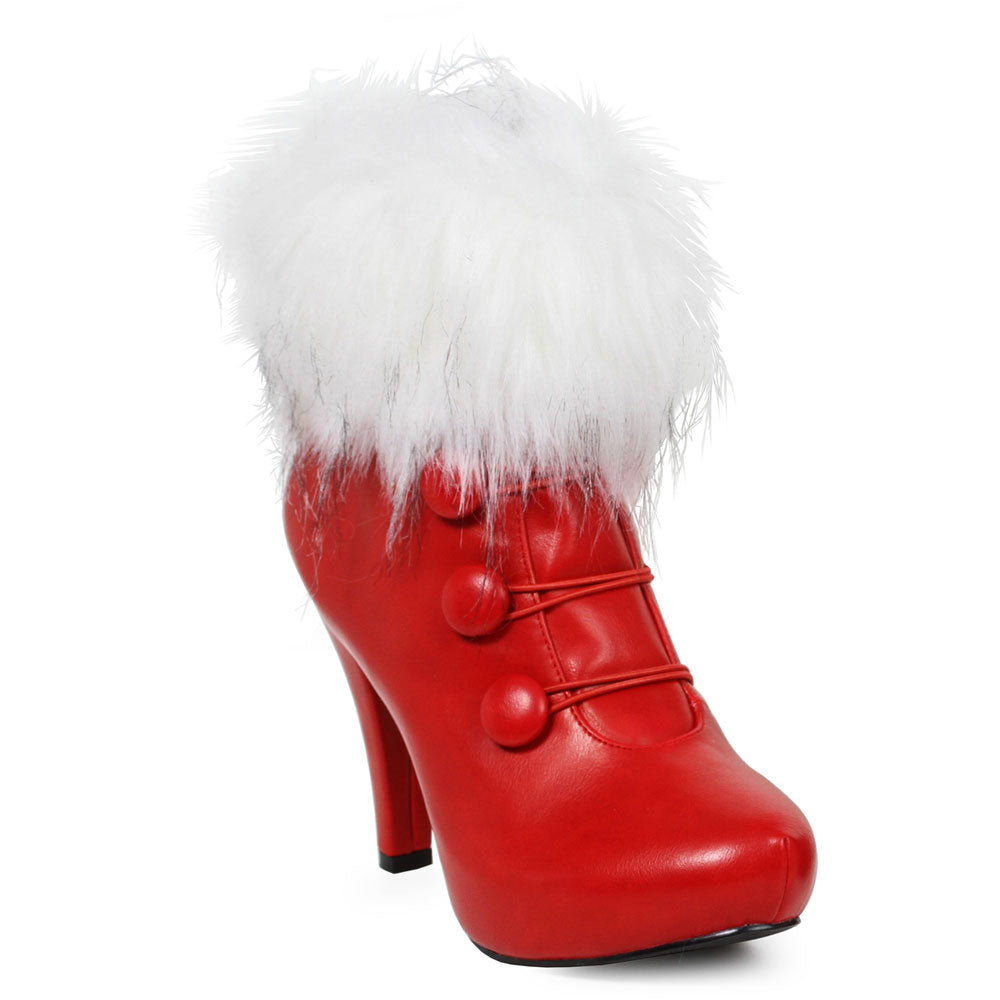 4" Womens Bootie with Faux Fur Ellie  414/CLAUS/RED