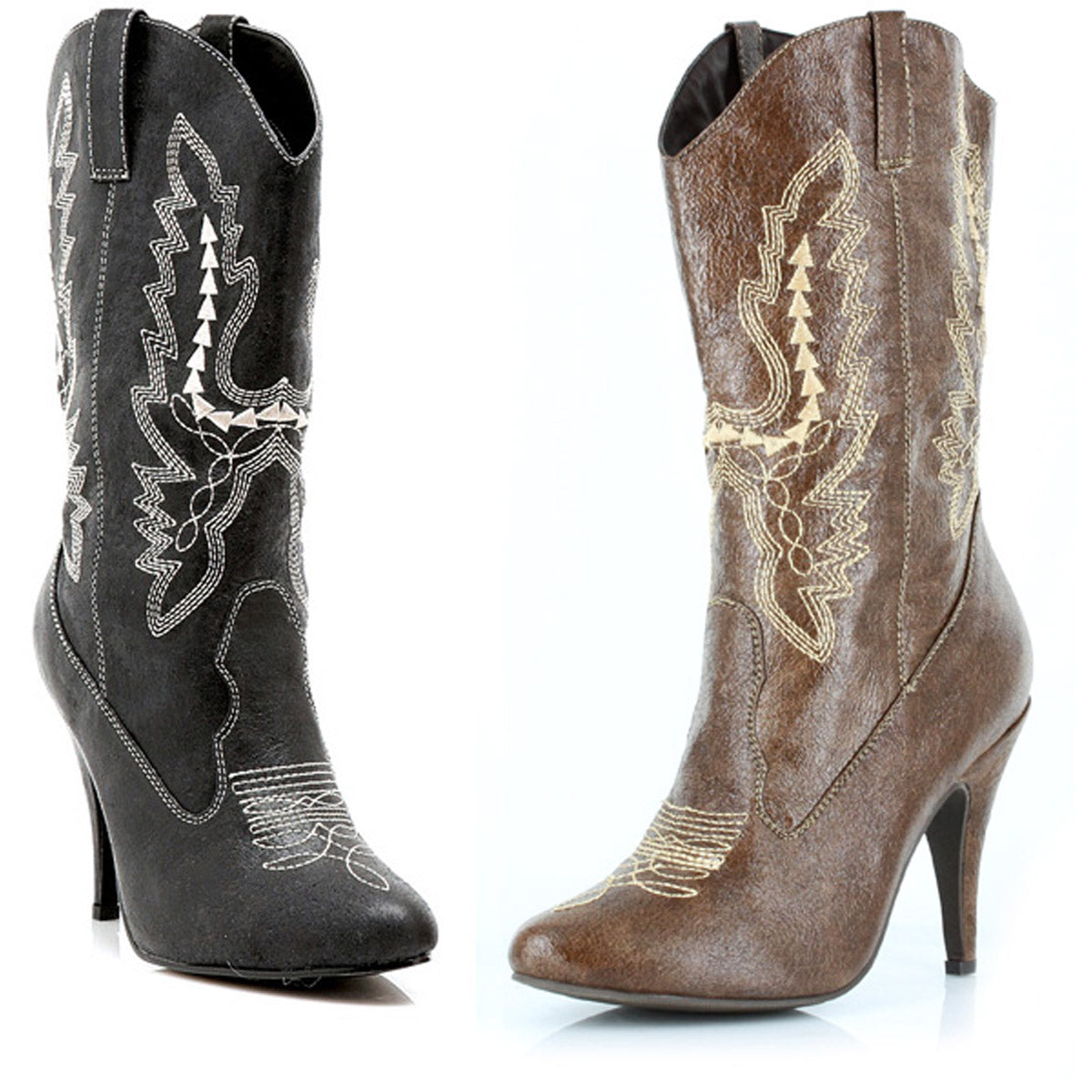 Embroidery Mid Calf Cowgirl High Heel Boots Ellie  418/COWGIRL