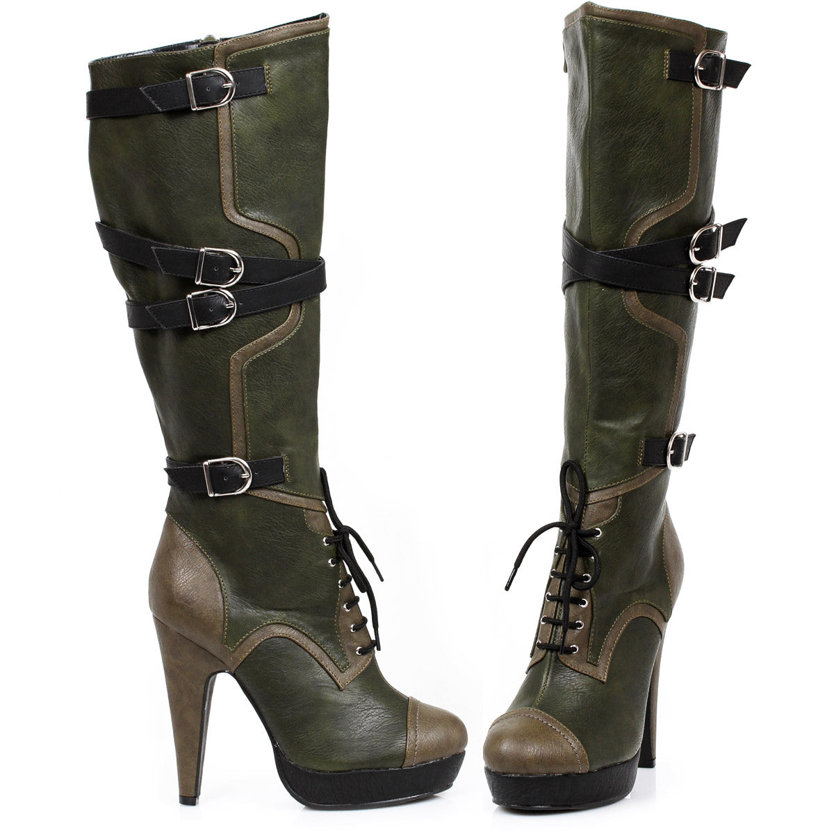 Green 4" Knee High Boot Women Shoes Boots Adult Ellie Halloween Sexy Ellie  426/COMBAT/GRN