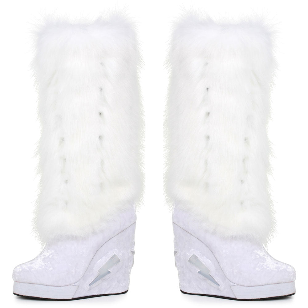 4 Inch Light Up Platform And Fur Ellie  455/HAPPY/WHT