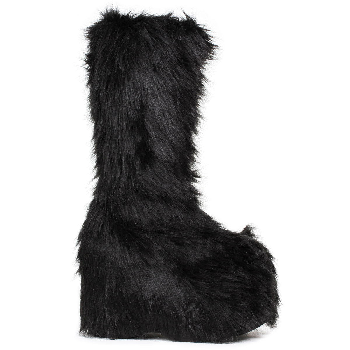 5" Chunky Heel Platform Boot with faux fur. Ellie  500/FUZZ/BLK