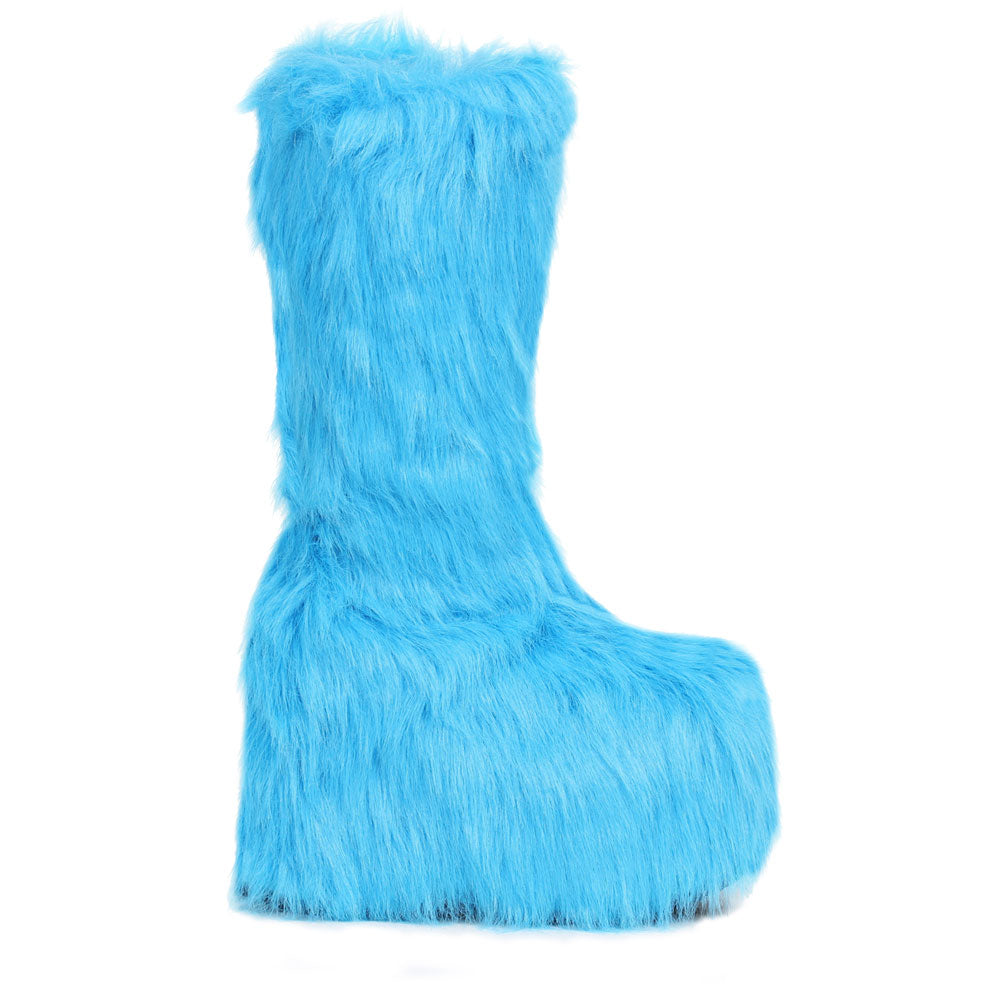 5" Chunky Heel Platform Boot with faux fur. Ellie  500/FUZZ/BLUE