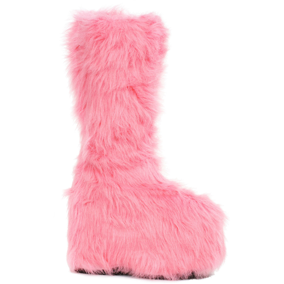 5" Chunky Heel Platform Boot with faux fur. Ellie  500/FUZZ/PNK