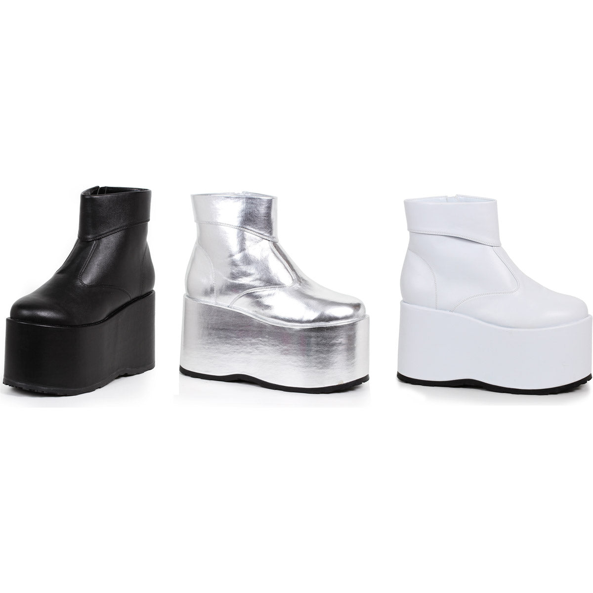 White Men's Platform Ankle Boot Shoes Boots Ellie Halloween Ellie  500/FRANK/WHT