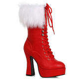 5.5 Heel Women Santa Boot With Laces & Faux Fur Ellie ELLIE 557/JOY