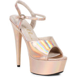 6" HEEL POINTED STILETTO SANDAL W/ METALLIC PLATFORM & UPPER Ellie  609/LOLA/GLD