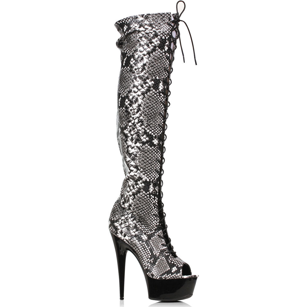 6" Peeptoe Thigh High Boots with Laces and Side Zipper Ellie  609-ZOELLE