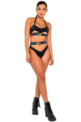 Pride Bikini Top With Underboob Cutout & Love Elastic Logo Roma  6146