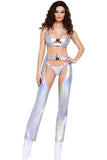 Hologram Crop Top With Buckle Closer Roma  6254