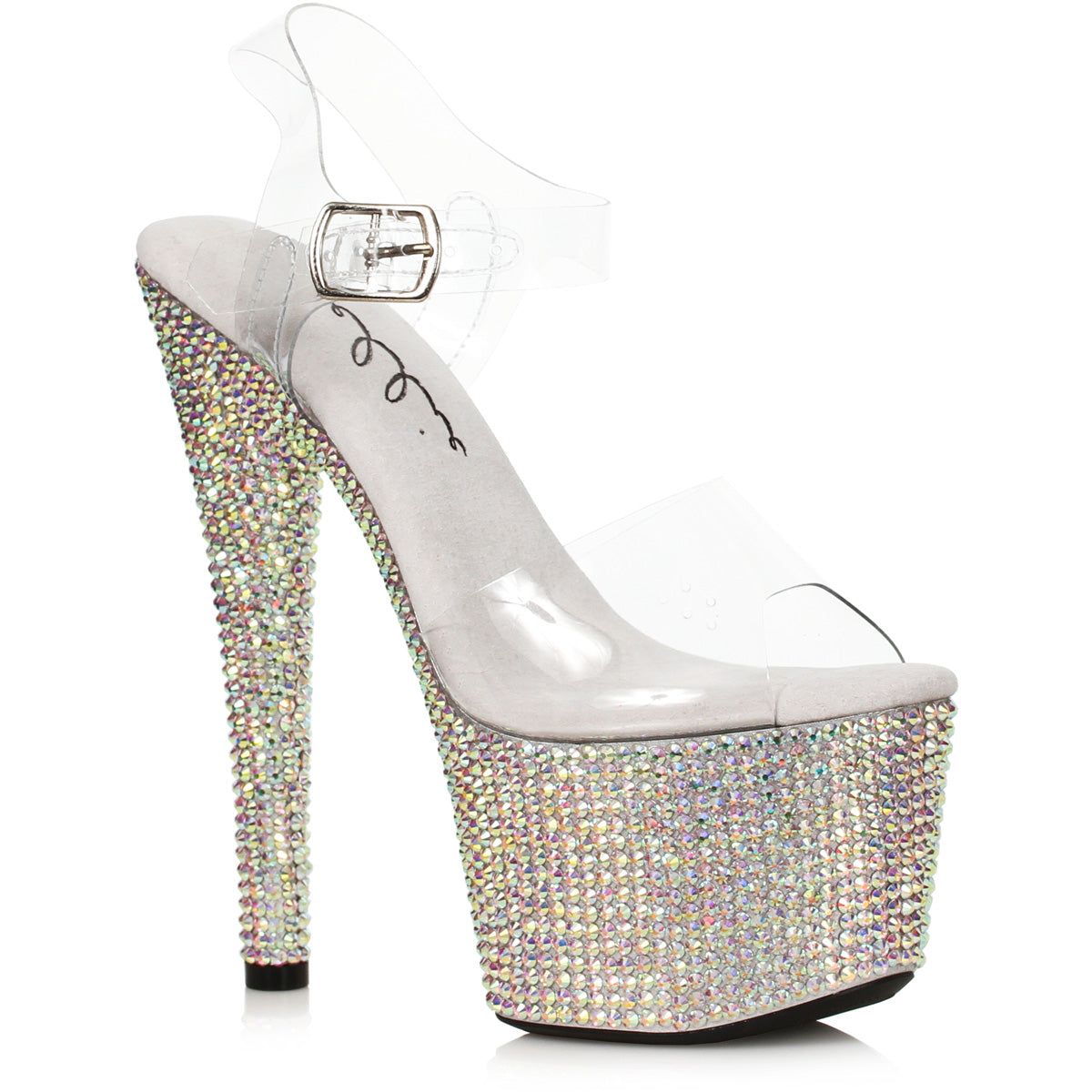 7" Heel Stiletto With Multi-Color Rhinestone Platform Ellie  709/ZIAMOND