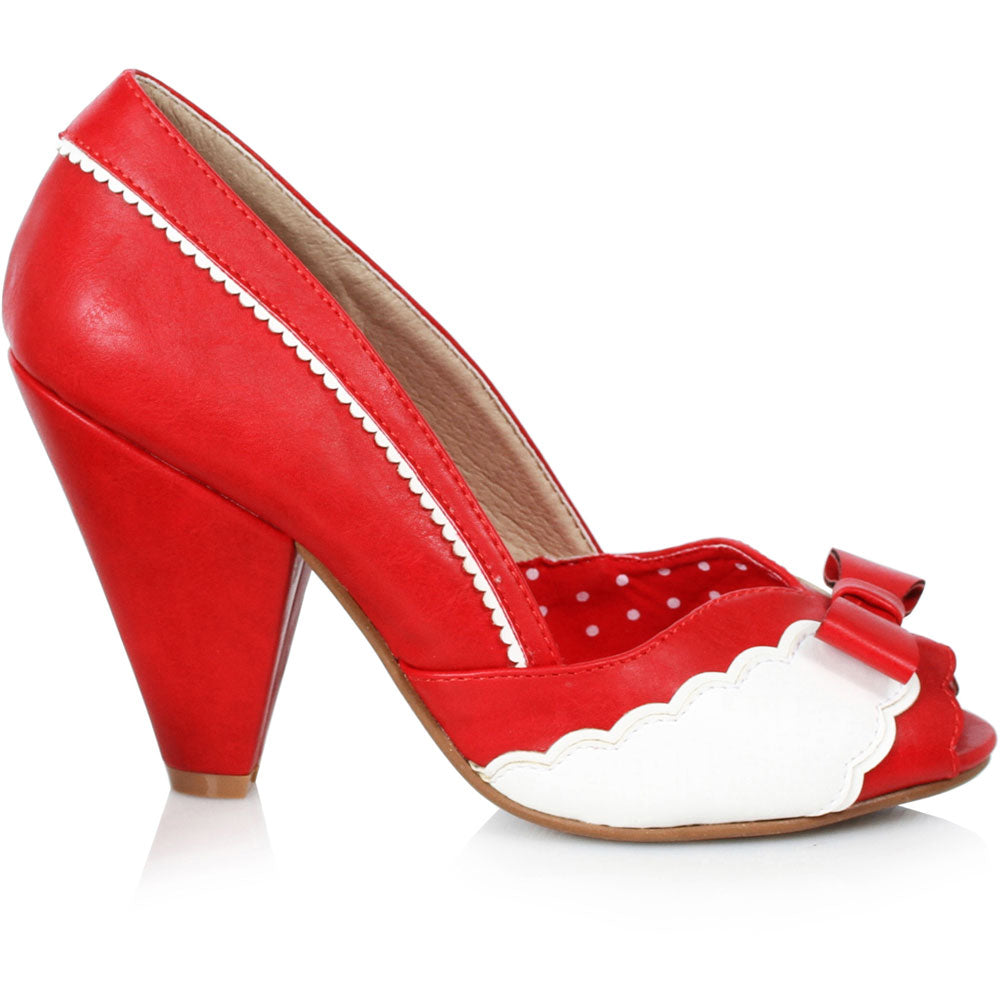 4 Peep Toe Shoe With Bow And Scalloped Detail Ellie  BP403/MARGIE/RED