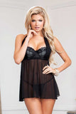 Scallop Lace Mesh Halter Babydoll Icollection  8215
