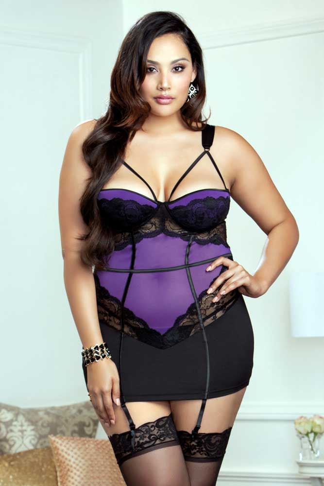 Scalloped Lace Chemise Plus Size Icollection  8345X