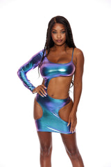 Hologram Liquify Dress With Large Cut Outs. Shirley of Hollywood KOY by Bodyshotz K6161