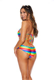 Rainbow Print Bodysuit With Scruntch Back Shirley of Hollywood KOY by Bodyshotz K6180