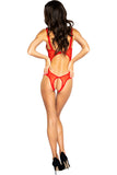 Cutout Underwire Top Teddy With Heart Shaped Open Crotch Roma  LI373
