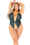 High-Cut Lace Teddy With Crotchless Lace-Up Roma  LI462Q