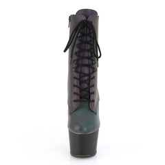 7" Heel, 2 3/4" PF Lace-Up Ankle Boot, Side Zip Pleaser Pleaser ADORE/1020REFL