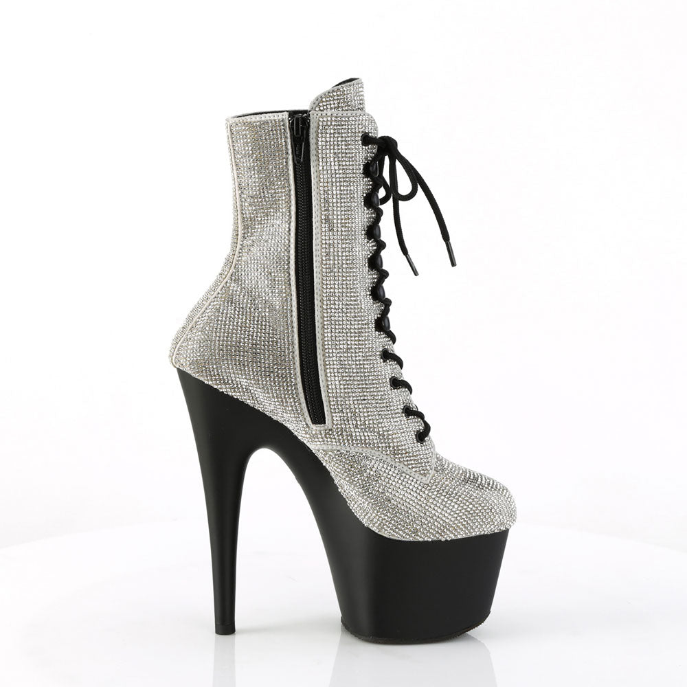 7" Heel , 2" Pf Rs Embellished Ankle Boot, Side Zip Pleaser Pleaser ADORE/1020RS