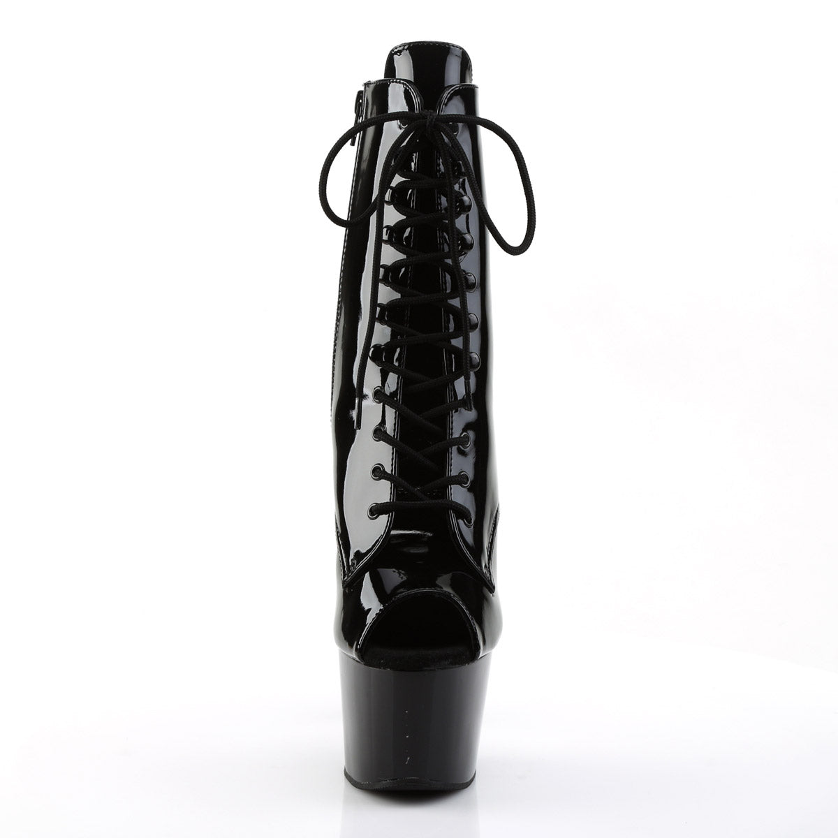 7" Heel, 2" PF Peep Toe Lace-Up Ankle Boot, Side Zip Pleaser Pleaser ADORE/1021