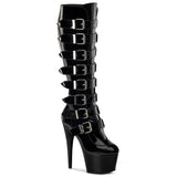 Sexy Buckle Accents Stiletto Platform Zip Side Knee High Boots Shoes Pleaser Pleaser ADORE/2043